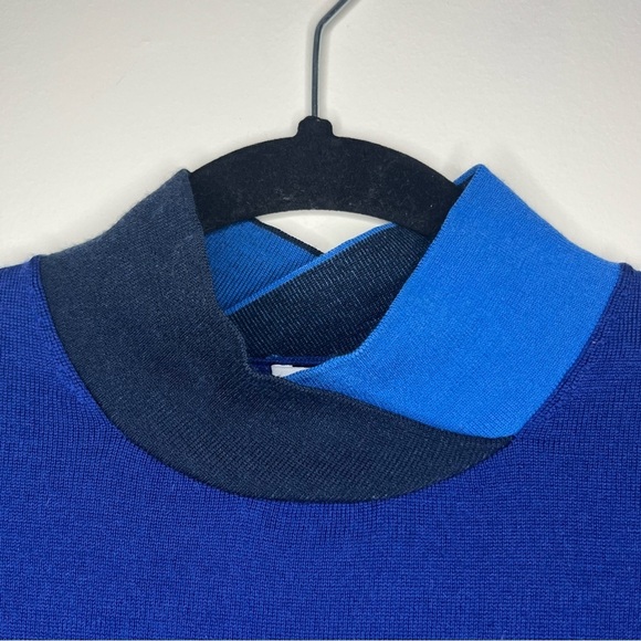 COS 100% Wool Electric Blue Longsleeve Mockneck Knit Tunic Dress - Picture 4 of 8